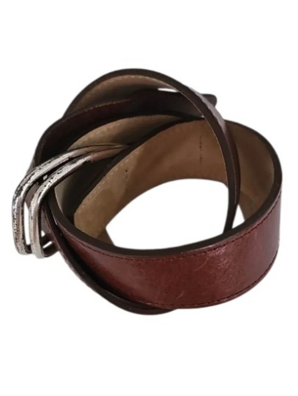 Vintage DKNY Buffalo Calf Leather Belt Women M Brown Made USA Minimalist Classic